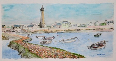aquarelle, port breton.
